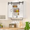 Rustic Wood Wall Storage Cabinet with Two Sliding Barn Door, 3-Tier Decorative Farmhouse Vintage Cabinet for Kitchen Dining, Bathroom, Living Room