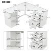 57.68" Modern L Shaped Executive Desk with 2 Storage Cabinets and 3 Drawers,Corner Writing Desk,Office Desk Furniture