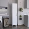 Laska 70" Tall Storage Cabinet Broom Closet with Broom Hangers,and Four Shelves White
