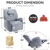 Blue Swivel and Rocker Power Recliner Chair with Lumbar and Neck Support Pillow, Max Swivel Degree 270°