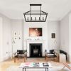 5-Light Farmhouse Kitchen Island Lighting,5 Light Industrial Linear Chandelier for Dining Room Metal Matte Black Finish Hanging Pendant Light Fixture