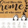 Welcome Doormats Natural Coco Coir Mats with Non Slip PVC Backing Indoor Outdoor Mats for Home & Office Mats for Door with God Bless This Home Print B