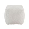Modern Square Pouf Off-White Faux Fur Fabric Upholstered Ottoman, Footstool, Non-Slip Floor Pouf, Bean Bag Chair, 1pc Sitting Pouf
