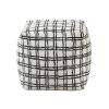 Modern Square Pouf Pattered Black White Fabric Upholstered Ottoman, Non-Slip Floor Pouf, Bean Bag Chair, 1pc Sitting Pouf