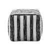 Modern Pouf Black and White Striped Fabric Upholstered Ottoman, Non-Slip Floor Pouf, Bean Bag Chair, 1pc Sitting Pouf