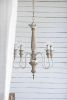 4 - Light Wood Chandelier, Hanging Light Fixture with Adjustable Chain for Kitchen Dining Room Foyer Entryway, Bulb Not Included