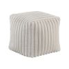 Square Pouf Plush Off-White Corduroy Fabric Upholstery Modern Ottoman, Footstool, Non-Slip Floor Pouf, Bean Bag Chair, 1pc Sitting Pouf