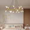Golden Modern Chandelier Light Fixture, Branch Design with Frosted Tubes, Black Cords, Adjustable Height Pendant Light for Dining Room, Living Room, o