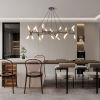 Black & Golden Modern Chandelier Light Fixture, Branch Design with Frosted Tubes, Black Cords, Adjustable Height Pendant Light for Dining Room, Living