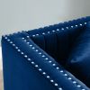 Contemporary Vertical Channel Tufted Velvet Sofa Modern Upholstered Couch for Living Room Apartment with 2 pillows,Blue