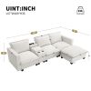 [VIDEO provided][New]109*57"Modern Sectional Cloud Sofa with Console,USB Charging Port,Reading Light,Cup Holder,4 Seat Chenille Modular Couch