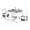 Kids Table and Chair Set, 3 in 1 Wooden Activity Table with Storage Drawer for Toddlers Drawing, Reading, Crafts, 2 in 1 Detachable Tabletop Table Set