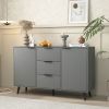 Sideboard Buffet Cabinet with Storage, Wood Coffee Bar Cabinet, 47.2" Kitchen Cabinet with 3 Drawers & 2 Doors, Kitchen Buffet Cabinet Cupboard Gray