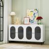 Modern Accent Sideboard Cabinet with Acrylic Doors, Freestanding Storage Cupboard Console Table for Kitchen Dining Living Room Hallway Office, White