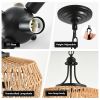 Boho Hemp Rope Pendant Light, Hand-Woven Jute Hanging Lamp with Adjustable Chain, Natural Rope Shade Ceiling Light Fixture for Kitchen Island, Dining