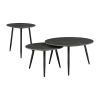 Modern Style Nesting Cocktail Tables and Side Table 3-Piece Occasional Table Set Black Metal Legs Sintered Stone Top