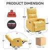 Manual Recliner Chair with Rocker and Swivel in Fabric for Living Room, Yellow