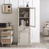 Tall Storage Cabinet, Freestanding Cabinet with Glass Door and Shelves, Sideboard cabinet, Cabinet with Drawer for Living Room, Kitchen, Dining Room