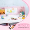 Qaba Toddler Desk and Chair Set, Kids Writing Desk Study Table for Children with Whiteboard, Storage Cabinet, Child Furniture, Art Gifts for Kids, Pin