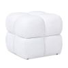 Pixel 21" Oversized Square Tufted Pouf Ottoman, Almond White Chenille