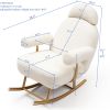 Modern Sherpa Fabric Nursery Rocking Chair,Accent Upholstered Rocker Glider Chair for Baby and Kids,Comfy Armchair with Gold Metal Frame,Leisure Sofa