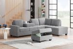Orisfur. Modern Sectional Sofa with Reversible Chaise, L Shaped Couch Set with Storage Ottoman and Two Cup Holders for Living Room