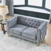 {Contact us for 3D modeling} Velvet Sofa for Living Room,Buttons Tufted Square Arm Couch, Modern Couch Upholstered Button and Metal Legs
