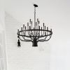 24-Light Black Chandelier Industrial Iron Candle Chandelier Modern Suspended Farmhouse Chandeliers Pendant Light Fixtures for Dining Room Bedroom Livi