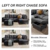 Orisfur. Reversible Sectional Sofa Space Saving with Storage Ottoman Rivet Ornament L-shape Couch for Large Space Dorm Apartment