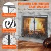 VEVOR Fireplace Screen 1 Panel with Door, Sturdy Iron Mesh Fireplace Screen, 39"(L) x31.6"(H) Spark Guard Cover, Simple Installation, Free Standing Fi