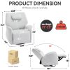 Beige Swivel and Rocker Power Recliner Chair with Lumbar and Neck Support Pillow, Max Swivel Degree 270°