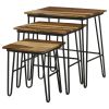 Natural and Black 3-Piece Nesting Table with Hairpin Legs