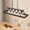 33.7-Inch Black and Gold Vintage Pendant Light, 5 E26 Bulb Sockets, Adjustable Chain Height â€“ Antique Style Chandelier for Dining Room, Kitchen, or
