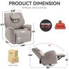 Grey Swivel and Rocker Power Recliner Chair with Lumbar and Neck Support Pillow, Max Swivel Degree 270°