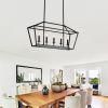 5-Light Farmhouse Kitchen Island Lighting,5 Light Industrial Linear Chandelier for Dining Room Metal Matte Black Finish Hanging Pendant Light Fixture