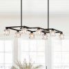 Matte Black Crystal Chandelier for Dining Room, 8-Light Kitchen Chandelier Light Fixture Modern Metal Industrial Chandeliers for Farmhouse Entryway Li