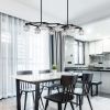 Matte Black Crystal Chandelier for Dining Room, 8-Light Kitchen Chandelier Light Fixture Modern Metal Industrial Chandeliers for Farmhouse Entryway Li