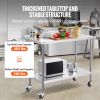 VEVOR 24 x 48 x 40 Inch Stainless Steel Work Table, Commercial Food Prep Worktable with Casters, Heavy Duty Prep Worktable