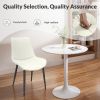 White PU Leather Dining Chair with Metal Legs, Chequer Upholstered Armless Chair Set of 4 for Kitchen, Restaurant, Living, Meeting Room