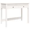 Desk with Drawers White 39.4"x19.7"x30.7" Solid Wood Pine