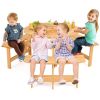 Kids Outdoor Wooden Picnic Table and Bench Set with Umbrella Hole
