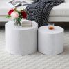 Round Coffee Table Set of 2, Nesting Coffee Tables for MDF with veneer .for living room,office,bedroom,Natural, 4Colors WHITE