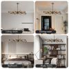 Modern Industrial Sputnik Chandelier, 8-Light Black and Gold Metal Pendant Light with Mesh Shades, E26 Base, Adjustable Height for Dining Room, Living