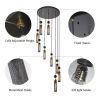 Modern Industrial Multi-Light Pendant Chandelier - 9-Light Black and Gold Adjustable Ceiling Light Fixture with Mesh Cylinder Shades for Living Room,