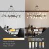 Black & Golden Modern Chandelier Light Fixture, Branch Design with Frosted Tubes, Black Cords, Adjustable Height Pendant Light for Dining Room, Living