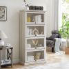 Glass display cabinet 4 Tier Glass Display Cabinet Storage Curio Cabinet with Flip up Glass Doors, Collectors Showcase Toy Figure Organizers Rack