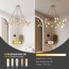 Golden Modern Chandelier Light Fixture, Branch Design with Frosted Tubes, Black Cords, Adjustable Height Pendant Light for Dining Room, Living Room, o