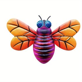1pc/4pcs, Metal Colorful Bee Wall Decor, Bee Metal Wall Decor, Bee Metal Wall Art, Wall Decor, Metal Home Decor Wall Sculpture, Outside Decor, Outdoor (style: Orange)