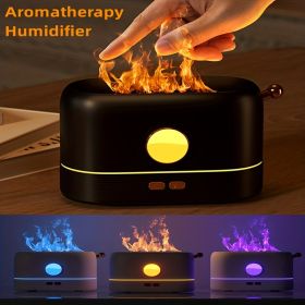 3D Flame Humidifier, Portable Silent Aromatherapy Essential Oil Diffuser With Flame Night Light For Home, Office (Color: White)