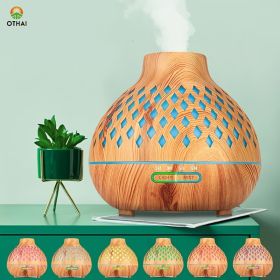 1pc 500ML Air Humidifier Essential Oil Machine Air Aroma Diffuser Wood Ultrasonic Air Humidifier Essential Oil Aromatherapy Cool Mist Maker (Color: Light Color)